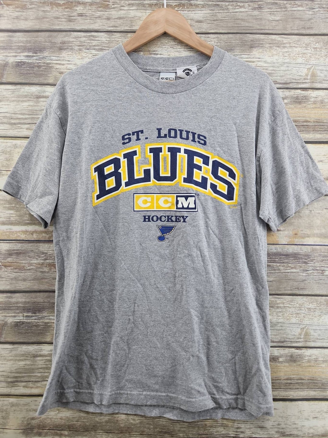 Vintage St Louis Blues Hockey NHL Black Graphic T-Shirt Adult Size