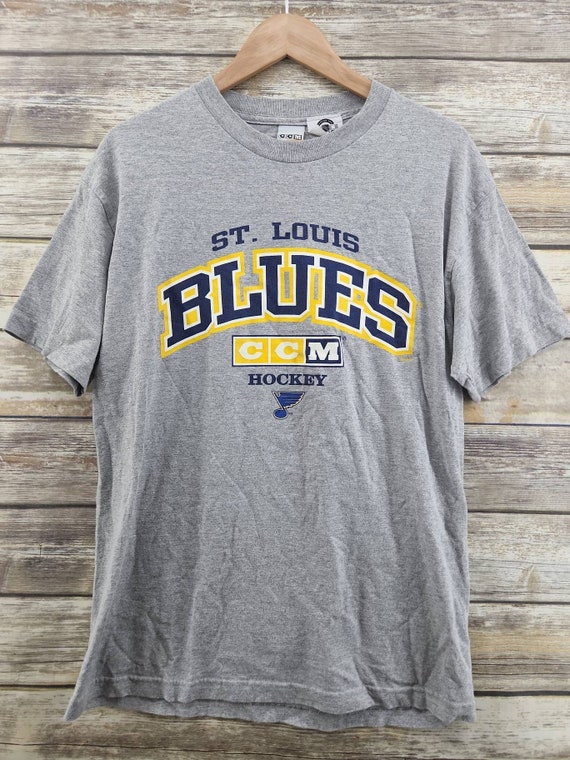 St. Louis Blues Shirt Adult Small Gray NHL Old Time Hockey Short Sleeve  Mens