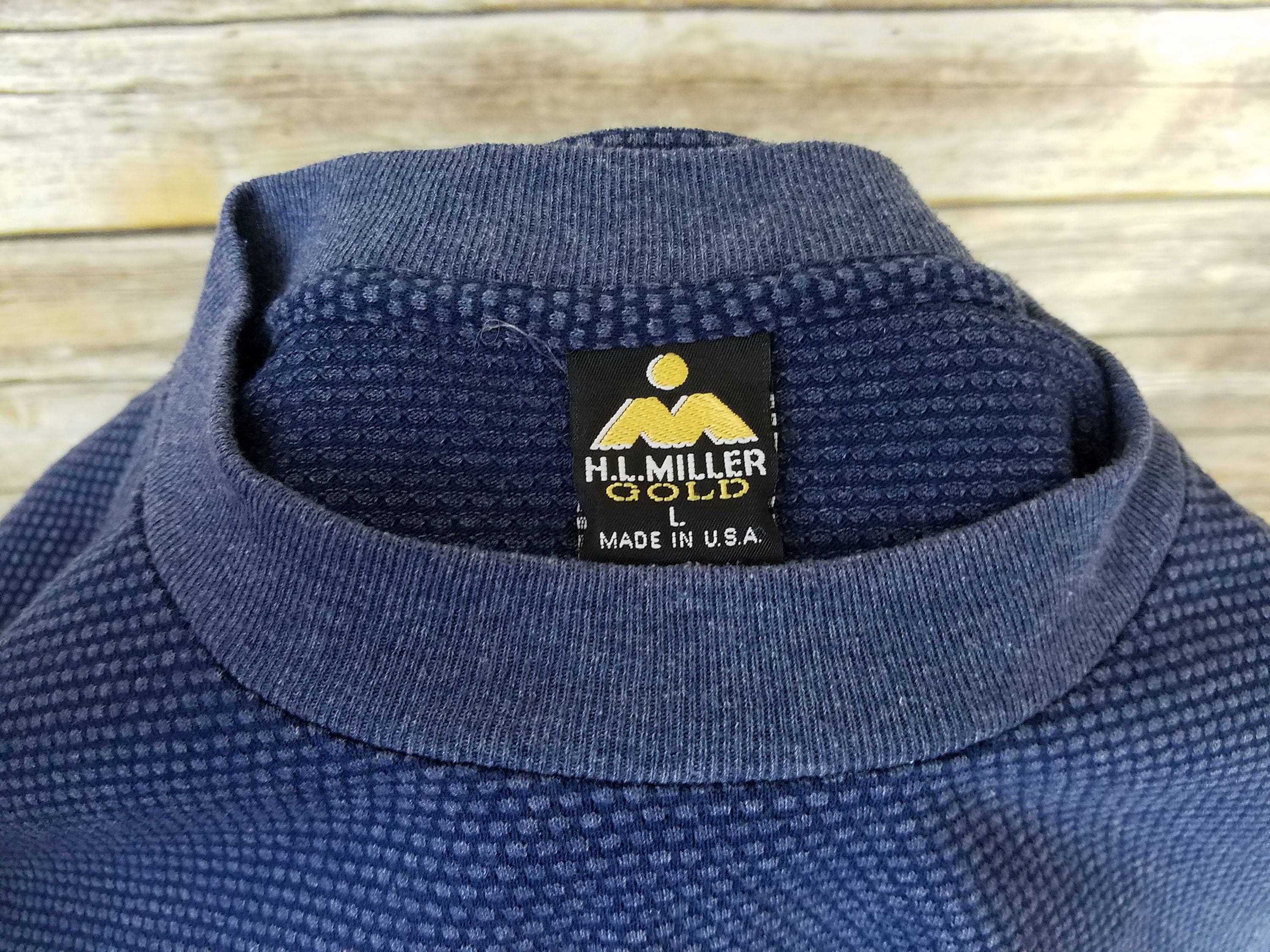 Vintage 90s HL Miller Gold Panama Beach Florida Retro Blue Hex T Shirt  Adult Size Large 