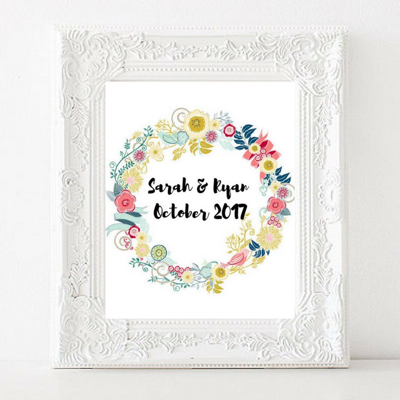 Custom Printable Wedding Sign | Welcome Wedding | Vintage Floral Wreath ...