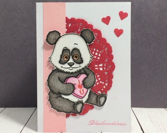 Panda Valentine Card, Cute Panda Valentine, Unique Panda Valentine Card, Valentine Card, Cute Valentine Card, Valentine, Cute Valentine