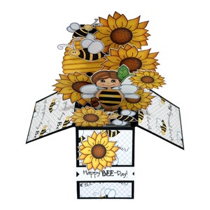 Pop Up Birthday Card, Pop Up Card, Birthday Pop Up Card, Sunflower Card, Bee Card, Birthday Card, Bee Birthday Card, Cute Birthday Card image 5