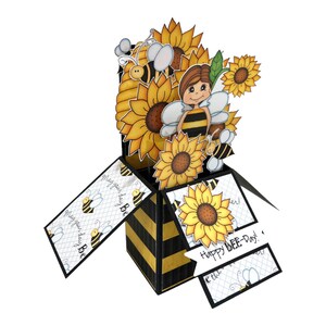 Pop Up Birthday Card, Pop Up Card, Birthday Pop Up Card, Sunflower Card, Bee Card, Birthday Card, Bee Birthday Card, Cute Birthday Card image 3