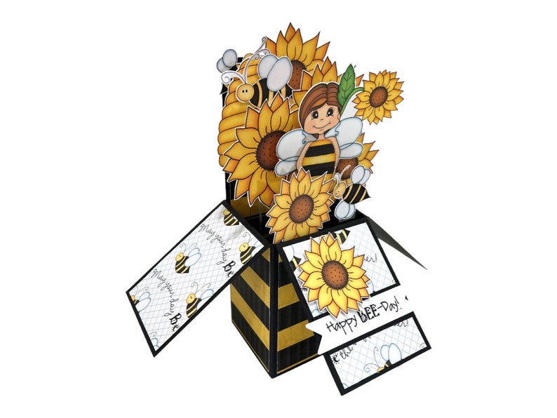 Pop Up Birthday Card, Pop Up Card, Birthday Pop Up Card, Sunflower Card, Bee Card, Birthday Card, Bee Birthday Card, Cute Birthday Card image 3