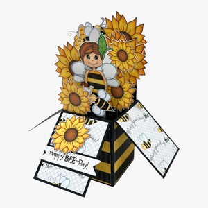 Pop Up Birthday Card, Pop Up Card, Birthday Pop Up Card, Sunflower Card, Bee Card, Birthday Card, Bee Birthday Card, Cute Birthday Card image 4