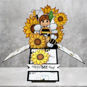 Pop Up Birthday Card, Pop Up Card, Birthday Pop Up Card, Sunflower Card, Bee Card, Birthday Card, Bee Birthday Card, Cute Birthday Card