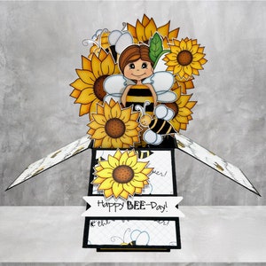 Pop Up Birthday Card, Pop Up Card, Birthday Pop Up Card, Sunflower Card, Bee Card, Birthday Card, Bee Birthday Card, Cute Birthday Card image 1