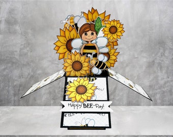 Pop Up Birthday Card, Pop Up Card, Birthday Pop Up Card, Sunflower Card, Bee Card, Birthday Card, Bee Birthday Card, Cute Birthday Card