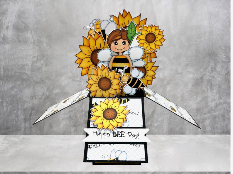 Pop Up Birthday Card, Pop Up Card, Birthday Pop Up Card, Sunflower Card, Bee Card, Birthday Card, Bee Birthday Card, Cute Birthday Card image 1