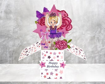 Ballerina Card, Ballerina Pop Up Card, Ballerina Birthday Card, Ballerina Pop Up Box Card, Pop Up Box Card, Pop Up Card, Birthday Card, Card