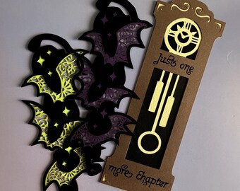 Layered Lace Bat & Clock Bookmarks | Gothic Spooky Paper Art Set
