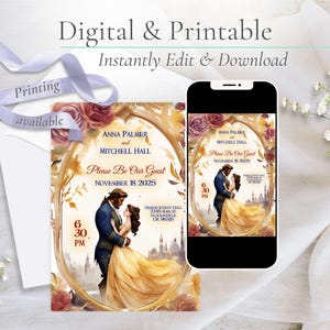 Beauty and the Beast Wedding Invitation | Digital or Printable Invitation
