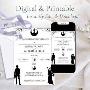Star Wars Wedding Invitation | Digital or Printable Invitation - Star Crossed Lovers