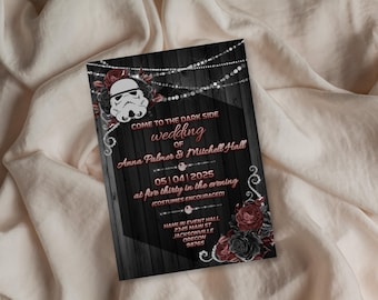 Modello di invito di nozze ispirato a Star Wars per matrimoni del lato oscuro / Digitale e stampabile