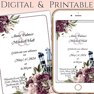 Floral Invitation for Star Wars Wedding Themes  Digital or