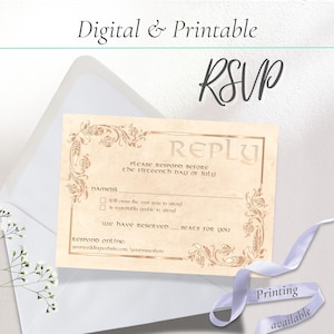 Viking Wedding Digital RSVP Card | Digital or Printable Wedding Response Card Template - Viking or Medeival Wedding