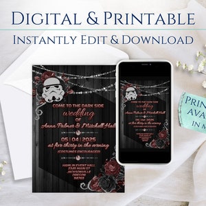Dark Side Diamonds Invitation for Star Wars Wedding Themes | Digital or Printable Invitation - Empire Wedding invitations