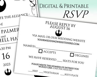 Star Wars Digital RSVP Card | Digital or Printable Wedding Response Card Template - Star Crossed Lovers - 101