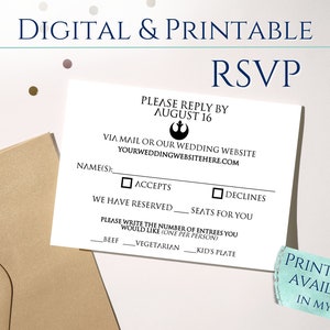 Star Wars Digital RSVP Card | Digital or Printable Wedding Response Card Template - Star Crossed Lovers - 101