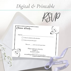 Cartão de RSVP digital D&D Dice | Modelo de cartão de resposta de casamento digital ou imprimível para casamentos de Dungeons and Dragons