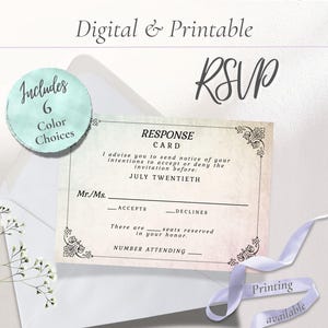 Bridgerton Digital RSVP Card | Digital or Printable Wedding Response Card Template for Vintage Bridgerton Weddings