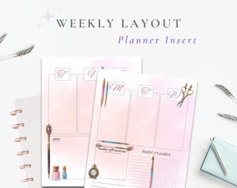 Pink Weekly Planner Insert: Printable Organizer Pages (PDF)