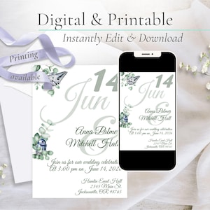 Floral Invitation for Star Wars Wedding Themes | Digital or Printable Invitation | Elegant Wedding Invitations for Star Wars Weddings