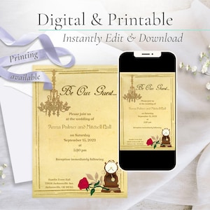 Beauty and the Beast Wedding Invitation | Digital or Printable Invitation