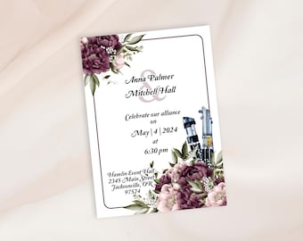 Invito floreale per matrimoni a tema Star Wars / Modello di invito digitale e stampabile