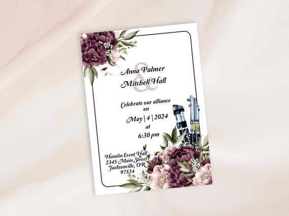 Floral Invitation for Star Wars Weddings | Digital and Printable Invitation Template