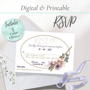 Carte RSVP numérique Baguette magique | Modèle numérique ou imprimable de carte de réponse de mariage pour des mariages magiques