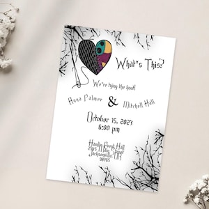 Patchwork Heart Invitation Template for Nightmare Before Christmas and Halloween Weddings | Digital and Printable