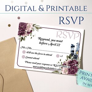 Star Wars Digital RSVP Card | Digital or Printable Wedding Response Card Template for DIY Star Wars Wedding Theme