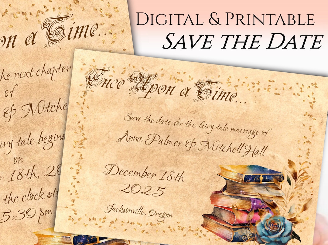 Fairy Tale Books Save the Date Digital or Printable Wedding Save the ...