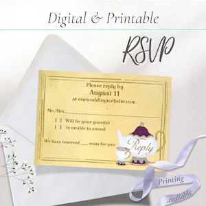 La bella e la bestia RSVP digitale / Modello di biglietto di risposta per matrimonio digitale o stampabile - 106
