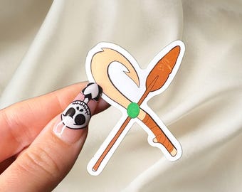 Oar & Fish Hook Sticker: Ocean Laptop Decal
