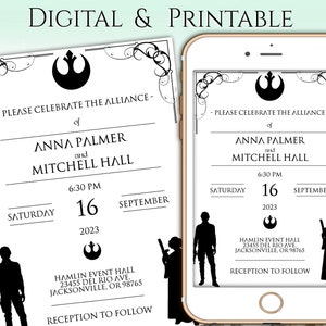 Star Wars Wedding Invitation Digital or Printable Invitation Star Crossed Lovers image 1