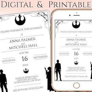 Star Wars Wedding Invitation  Digital or Printable Invitation