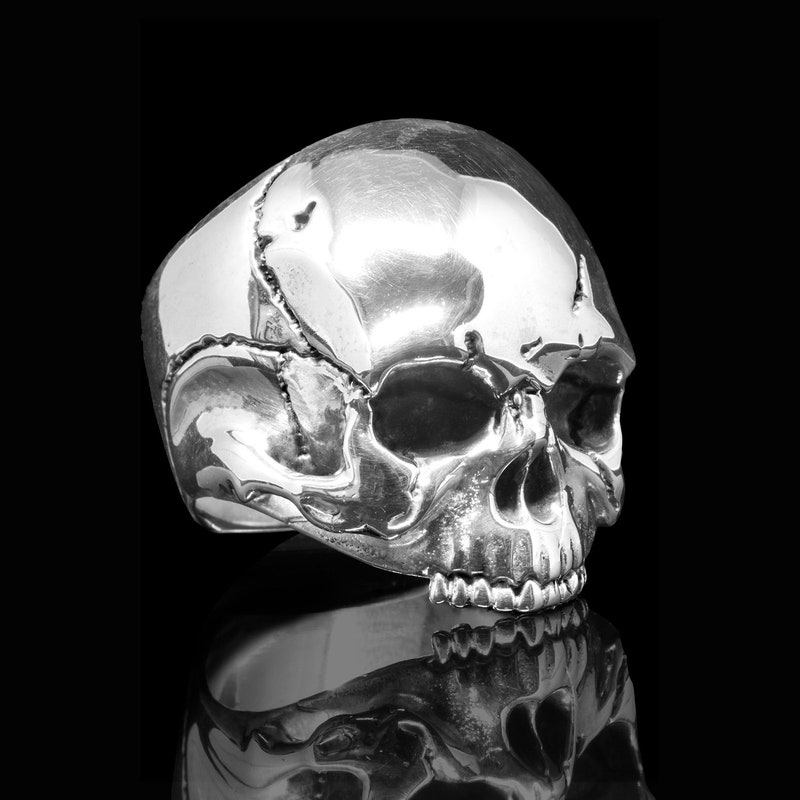 thumbnail image 2 of 925 Sterling Silver Skull Ring - Keith Richards Style - Handmade In Spain (All Sizes) 2 of 6