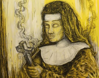 Nun Sketched in Yellow