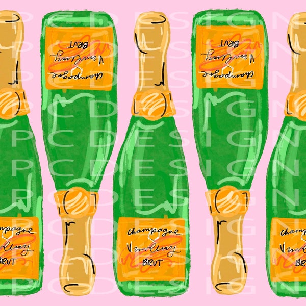 Champagne Bottle Print - DIGITAL DOWNLOAD