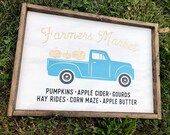 Farmers Market, Fall Truck Sign, Fall wood sign, farmhouse decor, fall farmhouse sign, wood sign, rose gold, pumpkin sign, autumn sign,