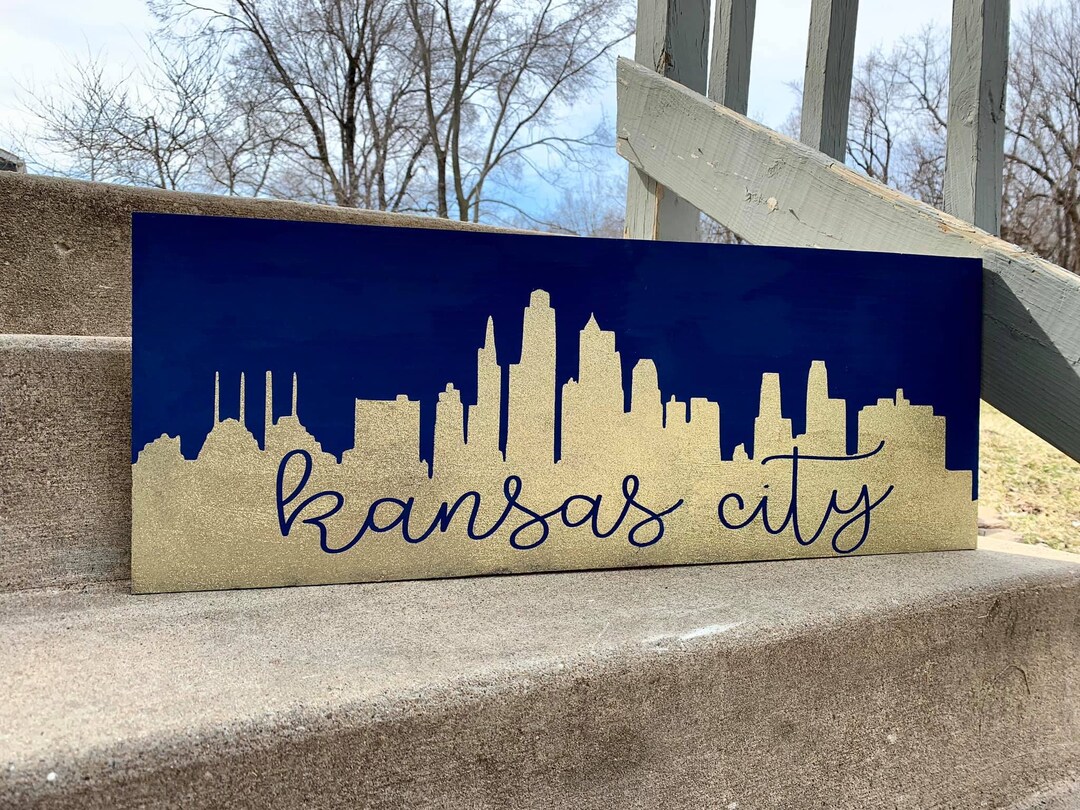 Custom Skyline Wood Sign Kansas City Skyline Chicago Etsy