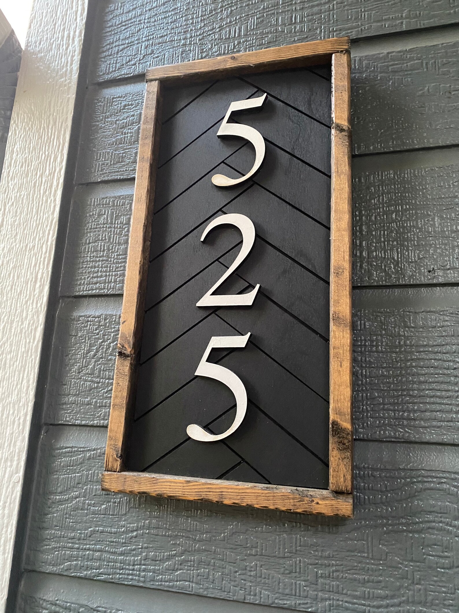 Custom Herringbone Address Sign House Number Wood Sign With Etsy