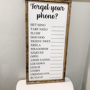 Forget your phone word scramble bathroom sign