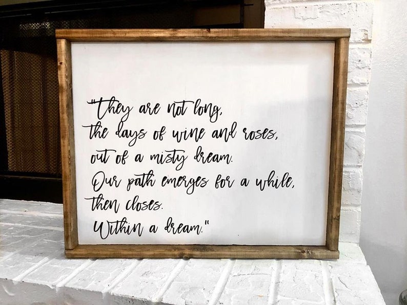 They Are Not Long the Days of Wine and Roses Ernest Dowson Etsy