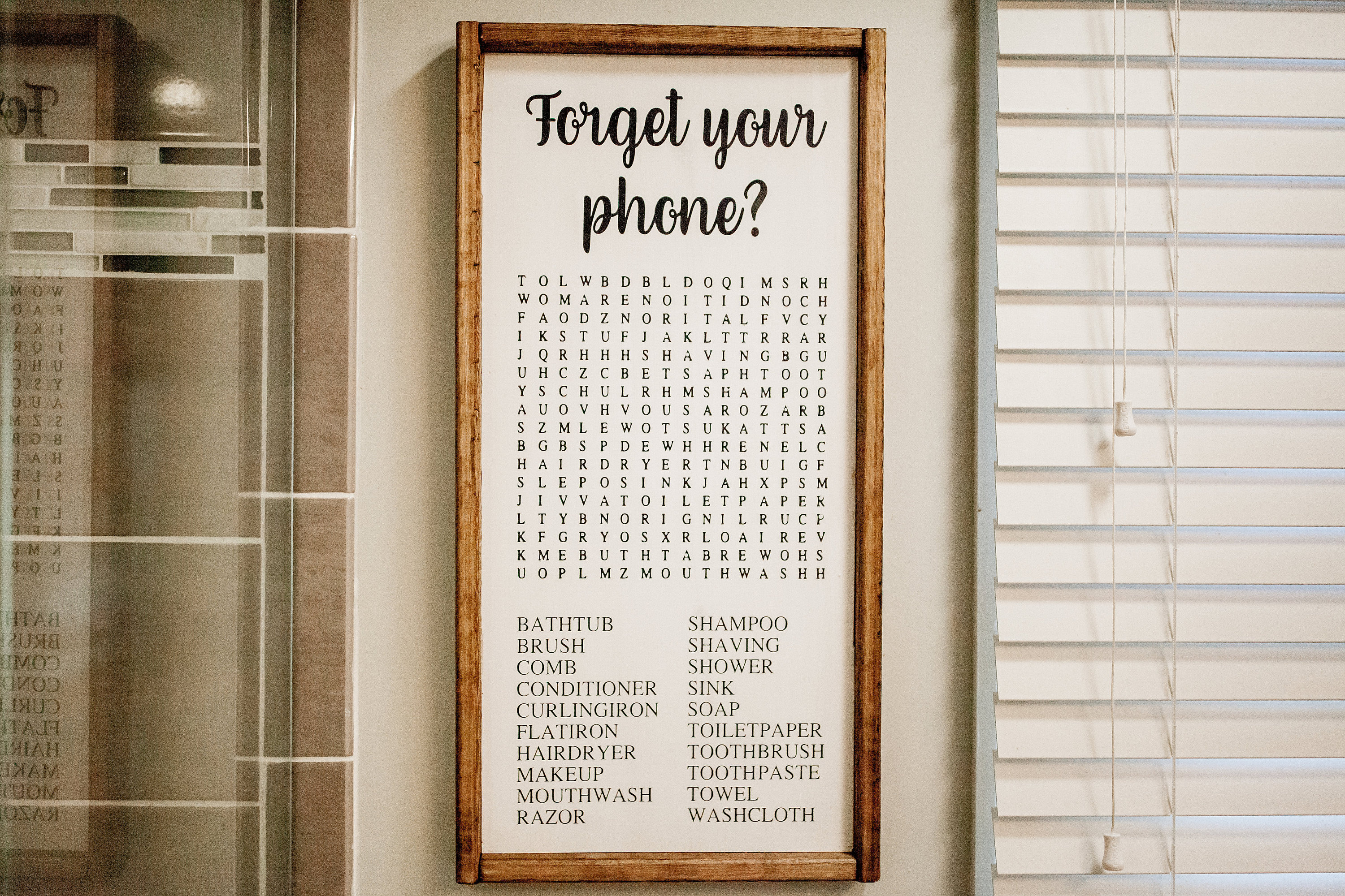 Forget Your Phone Sign Word Search Bathroom Sign Funny Etsy