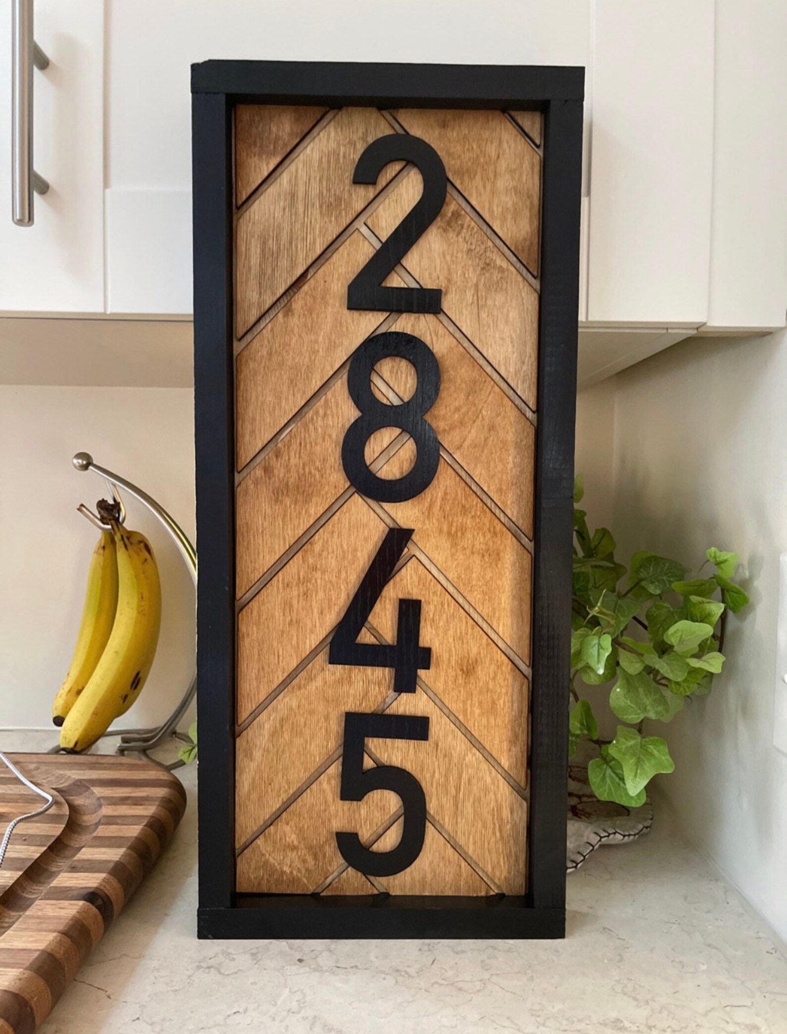 Custom Herringbone Address Sign House Number Wood Sign With Etsy
