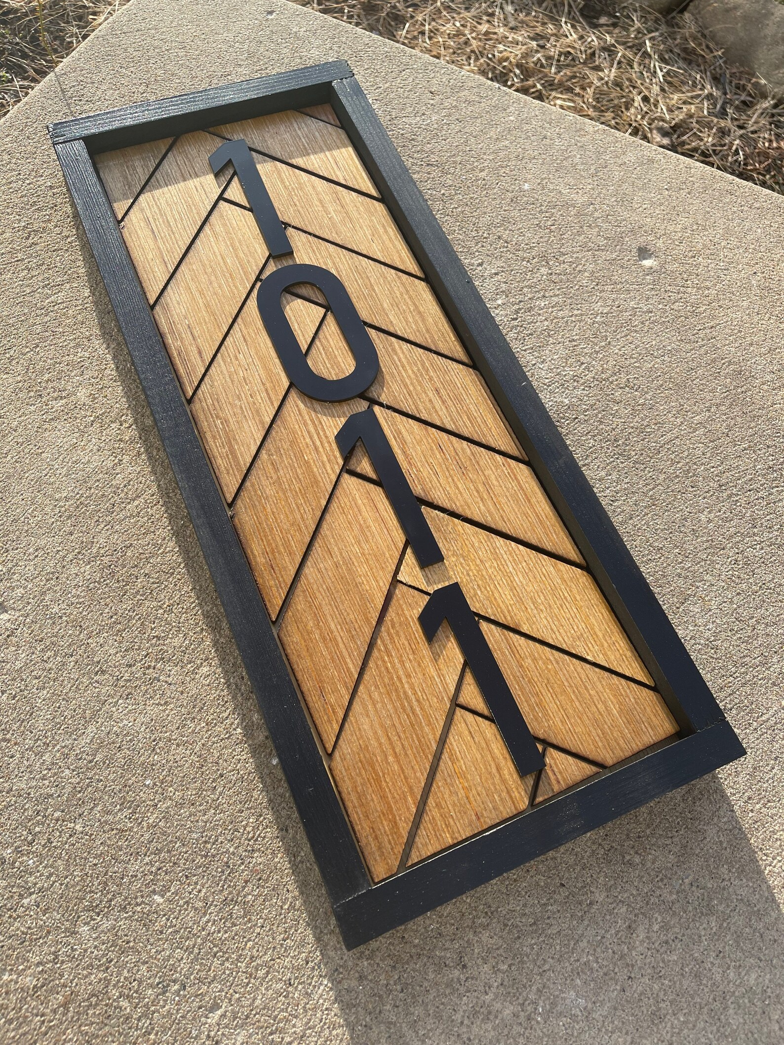 Custom Herringbone Address Sign House Number Wood Sign With Etsy