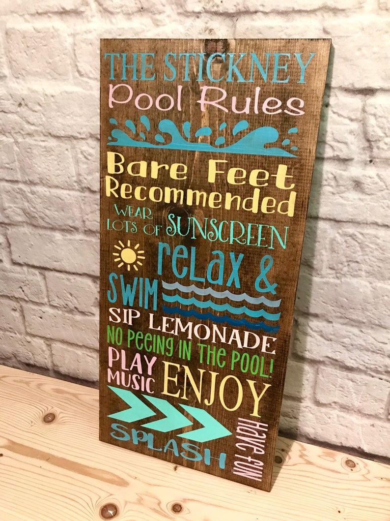 Pool Rules Wood Sign Custom Family Pool Rules Sign Etsy